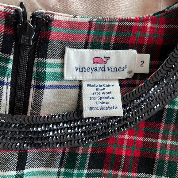 Vineyard Vines luxury mod wool plaid dress size 2 - Picture 4 of 7